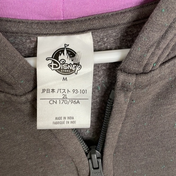 DISNEY STORE Ariel Graphic Gray M Full Zipper Hooded Sweatshirt with Pockets - Picture 3 of 7